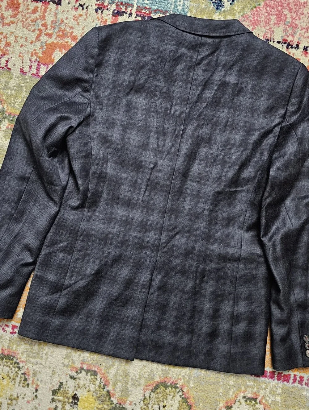 Ted Baker Men's Blazer Sport Coat Size 4 Measures 40R Gray Plaid 100% Wool